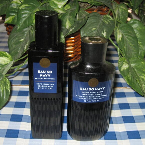 BBW Mens Eau So Navy Cologne Mist & 3 In 1 Hair Face & Body Wash Lot of 2 NEW - Picture 2 of 3